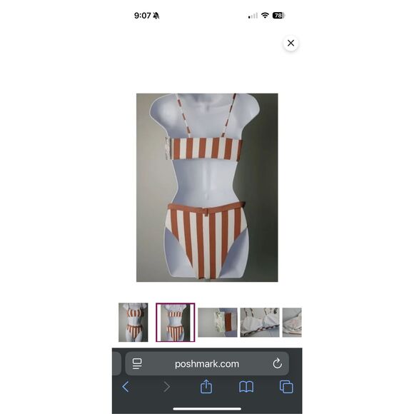 Envya Striped High Waisted Bikini Medium - Picture 2 of 11